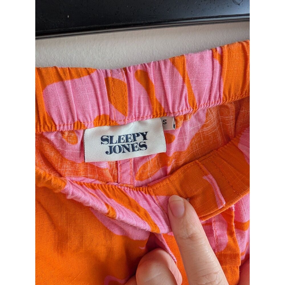 Sleepy Jones NWOT Marina Aloha Pajama Set Orange Pink Tropical Floral Cotton S - Picture 11 of 11